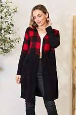 Full Size Plaid Open Front Cardigan