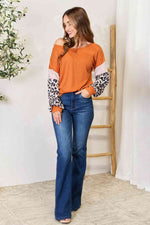 Leopard Long Sleeve Round Neck Sweater