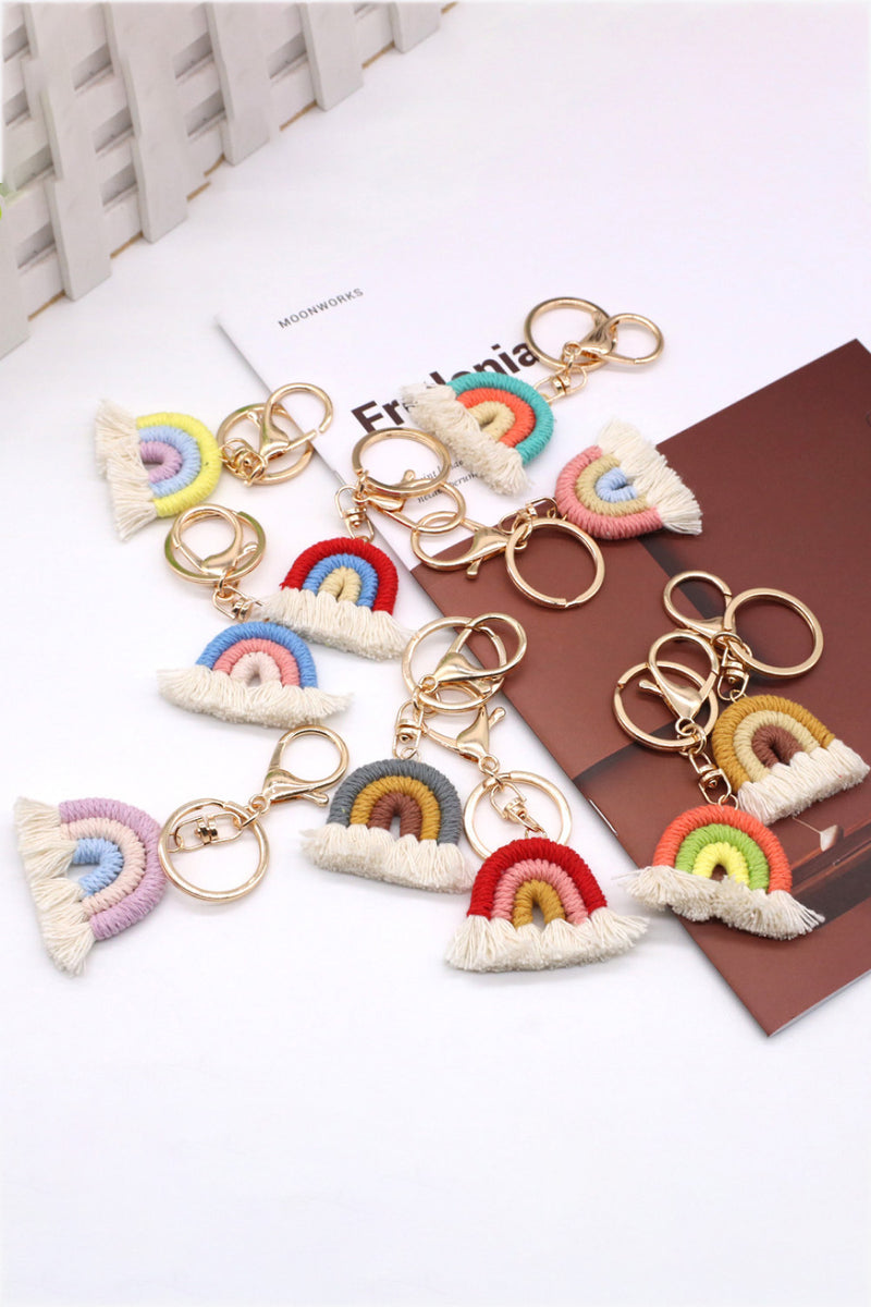 Assorted 4-Pack Rainbow Fringe Keychain (ALLOW 5-15 DAYS FOR PROCESSING AND SHIPPING)