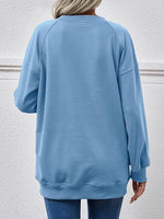 Round Neck Drop Shoulder Long Sleeve Sweater
