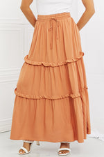 Summer Days Full Size Ruffled Maxi Skirt in Butter Orange