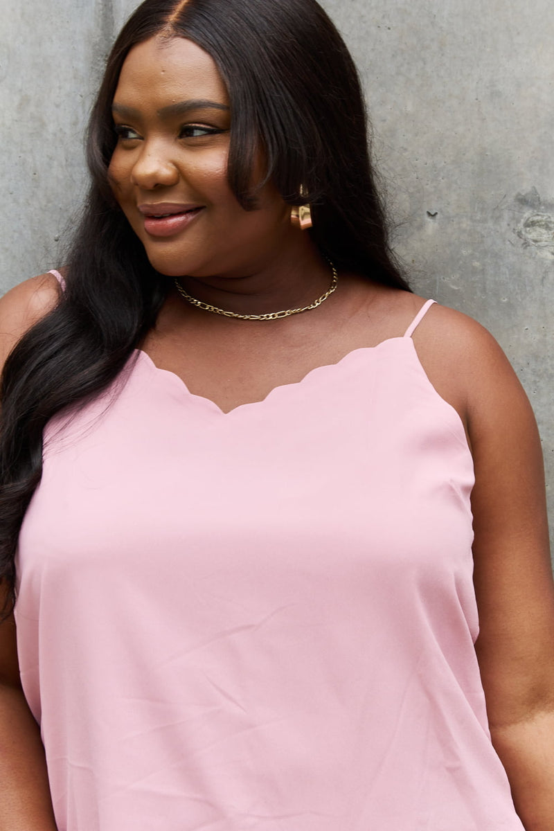 Scalloped Cami in Rosewood