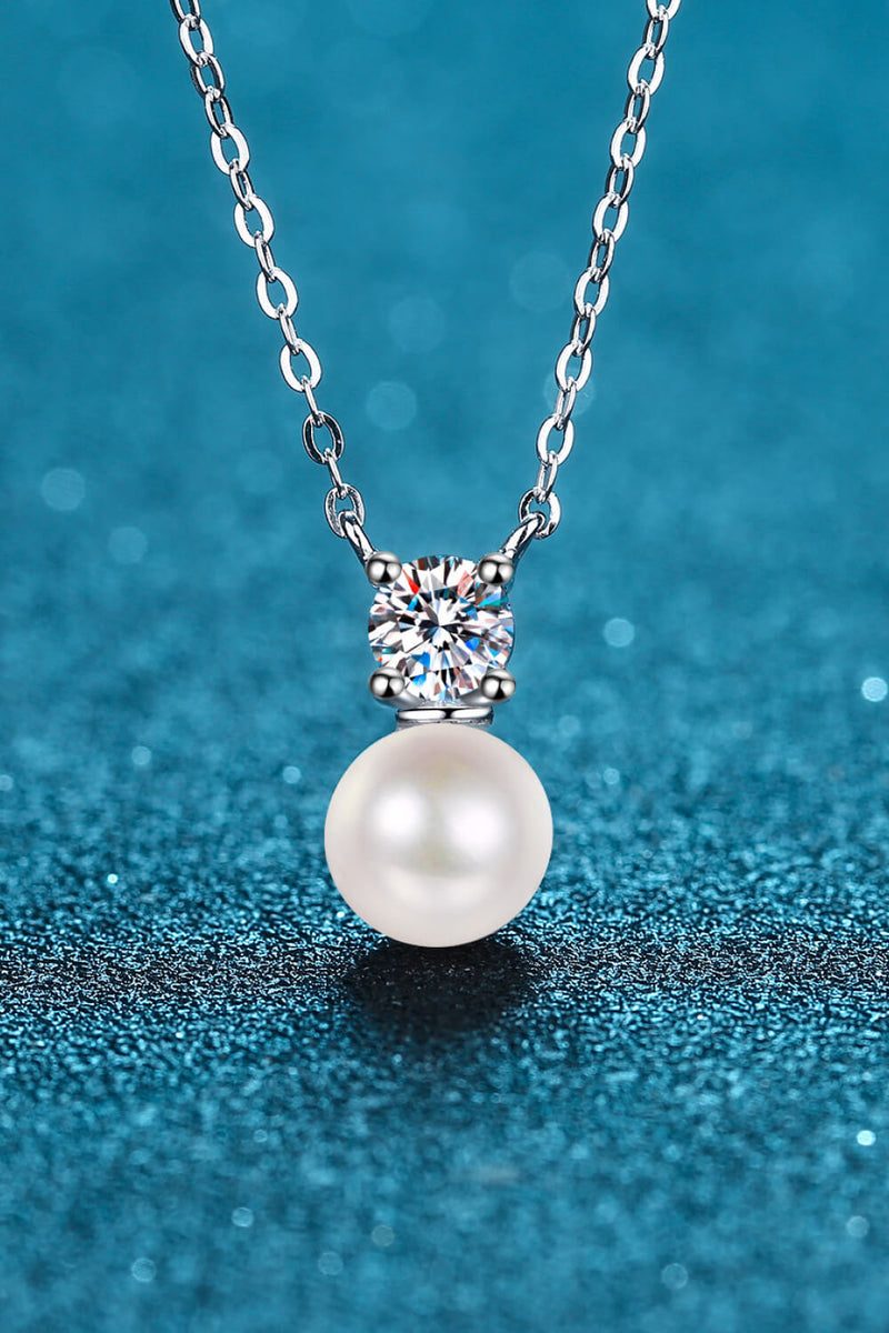 925 Sterling Silver Freshwater Pearl Moissanite Necklace ALLOW 5-12 BUSINESS DAYS FOR SHIPPING