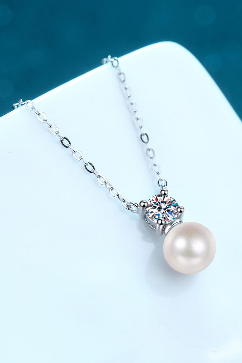 925 Sterling Silver Freshwater Pearl Moissanite Necklace ALLOW 5-12 BUSINESS DAYS FOR SHIPPING