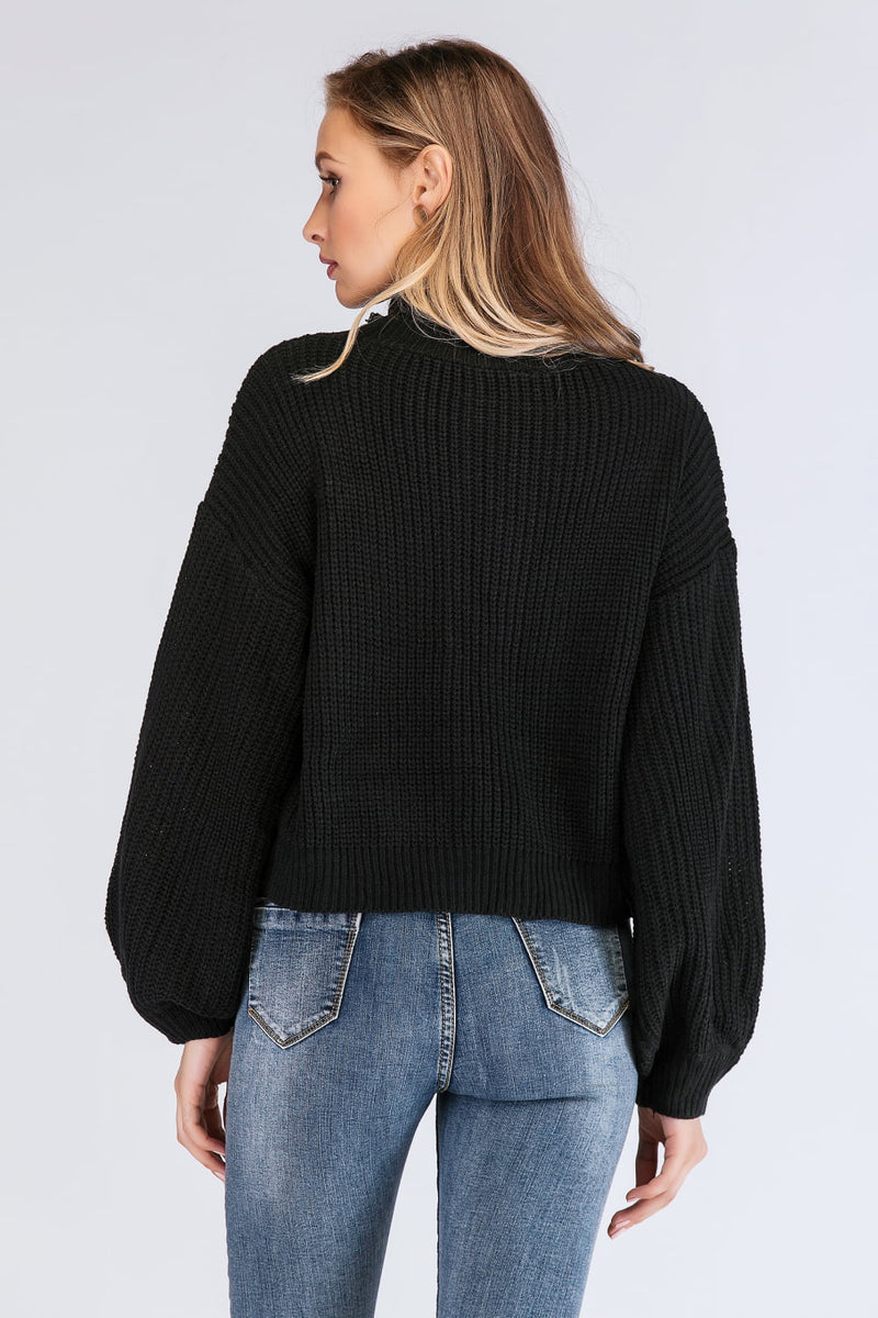 Turtleneck Rib-Knit Dropped Shoulder Sweater (PLEASE ALLOW 7-15 DAYS FOR SHIPPING AND PROCESSING)