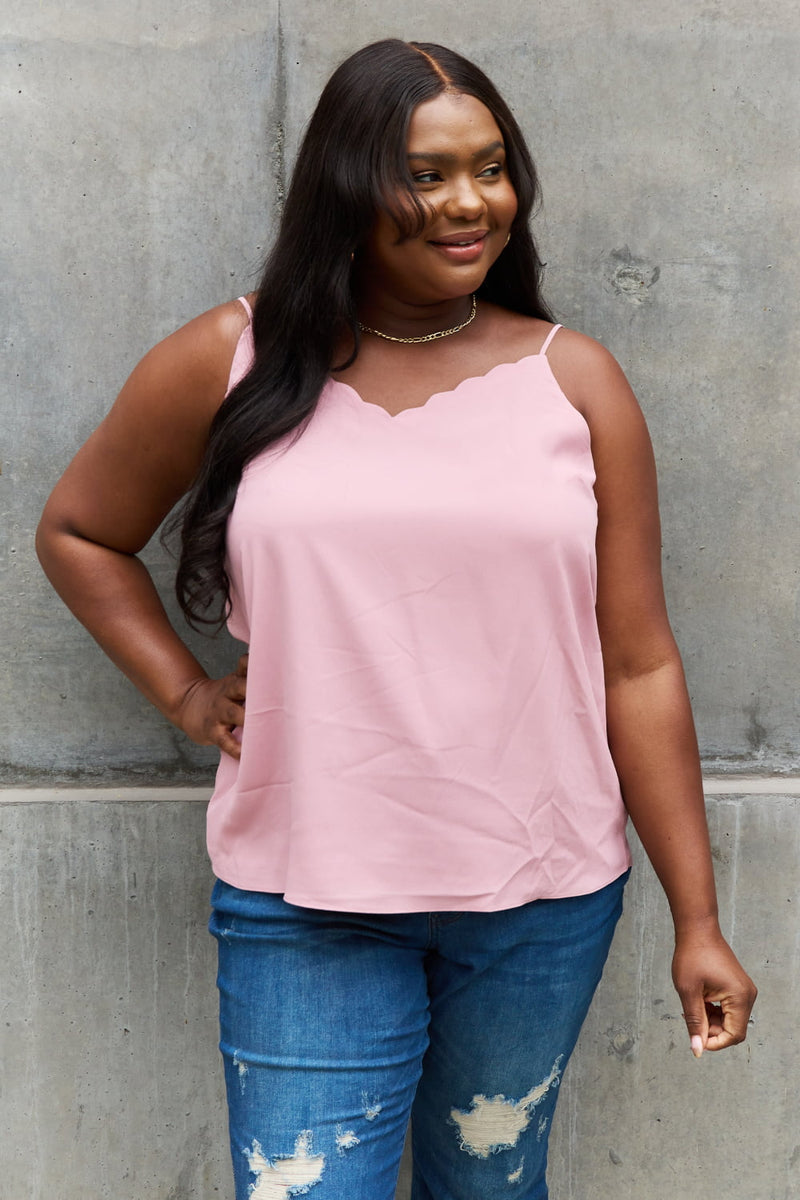Scalloped Cami in Rosewood