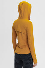 Zip Up Drawstring Detail Hooded Sports Jacket