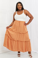 Summer Days Full Size Ruffled Maxi Skirt in Butter Orange