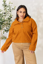 Full Size Half Button Turtleneck Sweatshirt