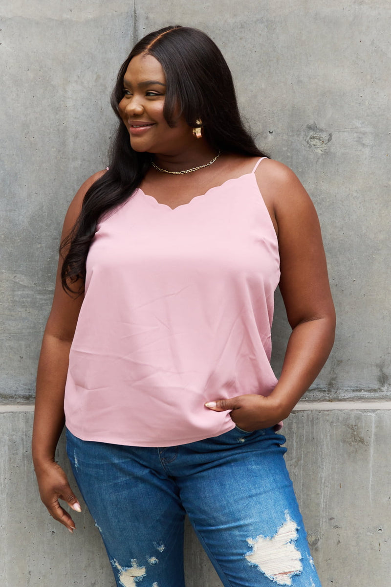 Scalloped Cami in Rosewood