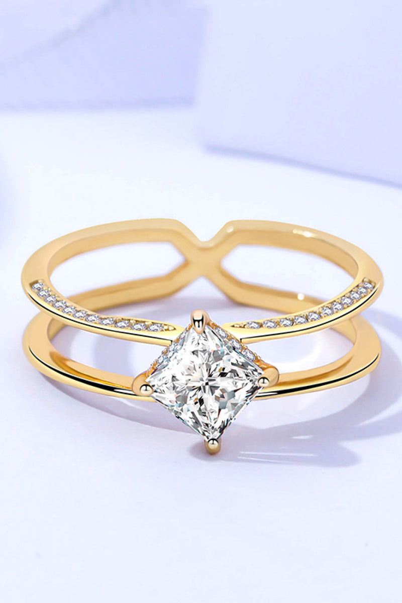 Moissanite 18K Gold-Plated Double-Layered Ring(PLEASE ALLOW 5-14 DAYS FOR PROCESSING AND SHIPPING)