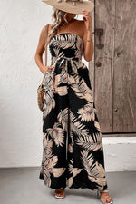 Printed Strapless Wide Leg Jumpsuit with Pockets (PLEASE ALLOW 7-15 DAYS FOR SHIPPING AND PROCESSING)