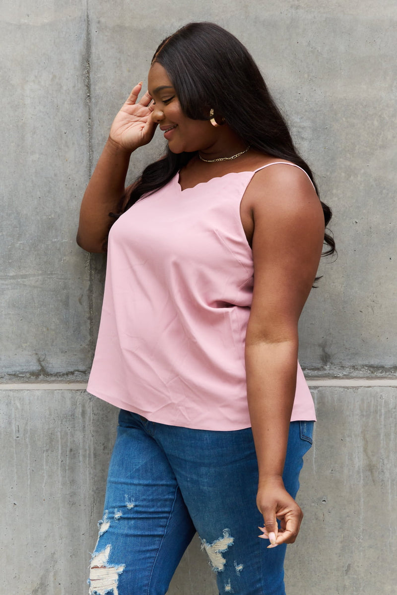 Scalloped Cami in Rosewood