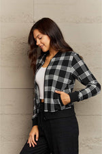 Plaid Round Neck Long Sleeve Jacket