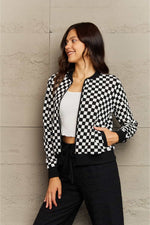 Plaid Round Neck Long Sleeve Jacket