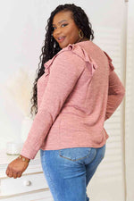 Square Neck Ruffle Shoulder Long Sleeve Top