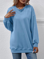 Round Neck Drop Shoulder Long Sleeve Sweater