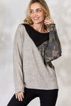 Brushed Hacci Color Block Long Sleeve Top