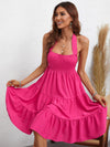 Halter Neck Tiered Knee-Length Dress (PLEASE ALLOW 7-14 BUSINESS DAYS FOR PROCESSING AND SHIPPING)