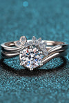 Moissanite Rhodium-Plated Two-Piece Ring Set(PLEASE ALLOW 5-14 DAYS FOR PROCESSING AND SHIPPING)