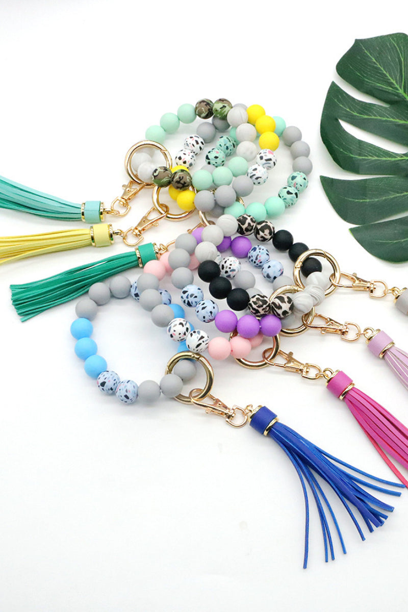 Assorted 2-Pack Multicolored Beaded Tassel Keychain (ALLOW 5-15 DAYS FOR PROCESSING AND SHIPPING)