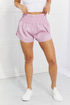 Cross Country Smocked Waist Running Shorts in Pink