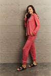 Buttoned Collared Neck Top and Pants Pajama Set