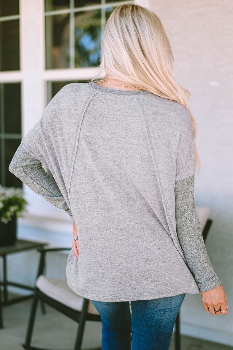 Round Neck Dropped Shoulder Sweater