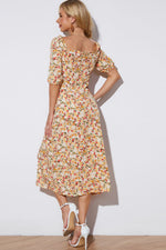 Floral Tied Square Neck Split Dress(PLEASE ALLOW 5-14 DAYS FOR PROCESSING AND SHIPPING)