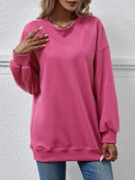 Round Neck Drop Shoulder Long Sleeve Sweater