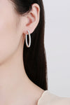 Moissanite Rhodium-Plated Hoop Earrings ALLOW 5-12 BUSINESS DAYS FOR SHIPPING