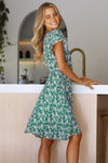 Floral Surplice Neck Flutter Sleeve Dress(PLEASE ALLOW 5-14 DAYS FOR PROCESSING AND SHIPPING)
