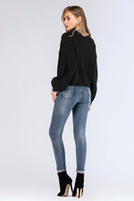 Turtleneck Rib-Knit Dropped Shoulder Sweater (PLEASE ALLOW 7-15 DAYS FOR SHIPPING AND PROCESSING)