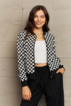 Plaid Round Neck Long Sleeve Jacket