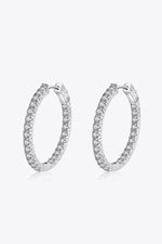 Moissanite Rhodium-Plated Hoop Earrings ALLOW 5-12 BUSINESS DAYS FOR SHIPPING