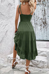 Tie-Shoulder Tiered Midi Dress(PLEASE ALLOW 7-14 BUSINESS DAYS FOR PROCESSING AND SHIPPING)