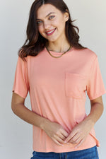 Keep It Simple Oversized Pocket Tee in Burnt Coral