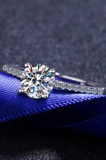 1 Carat Moissanite Rhodium-Plated Side Stone Ring(PLEASE ALLOW 5-14 DAYS FOR PROCESSING AND SHIPPING)