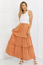 Summer Days Full Size Ruffled Maxi Skirt in Butter Orange