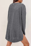 Waffle-Knit Round Neck Long Sleeve Sweatshirt