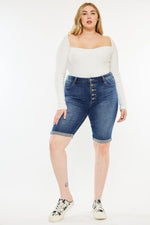 Kancan Full Size Cat's Whiskers Button Fly Denim Shorts
