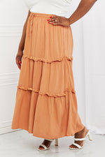 Summer Days Full Size Ruffled Maxi Skirt in Butter Orange