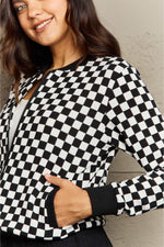 Plaid Round Neck Long Sleeve Jacket