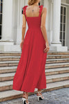 Tie-Shoulder Smocked Tiered Dress(PLEASE ALLOW 5-14 DAYS FOR PROCESSING AND SHIPPING)