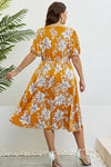 Floral V-Neck Puff Sleeve Dress(PLEASE ALLOW 5-14 DAYS FOR PROCESSING AND SHIPPING)