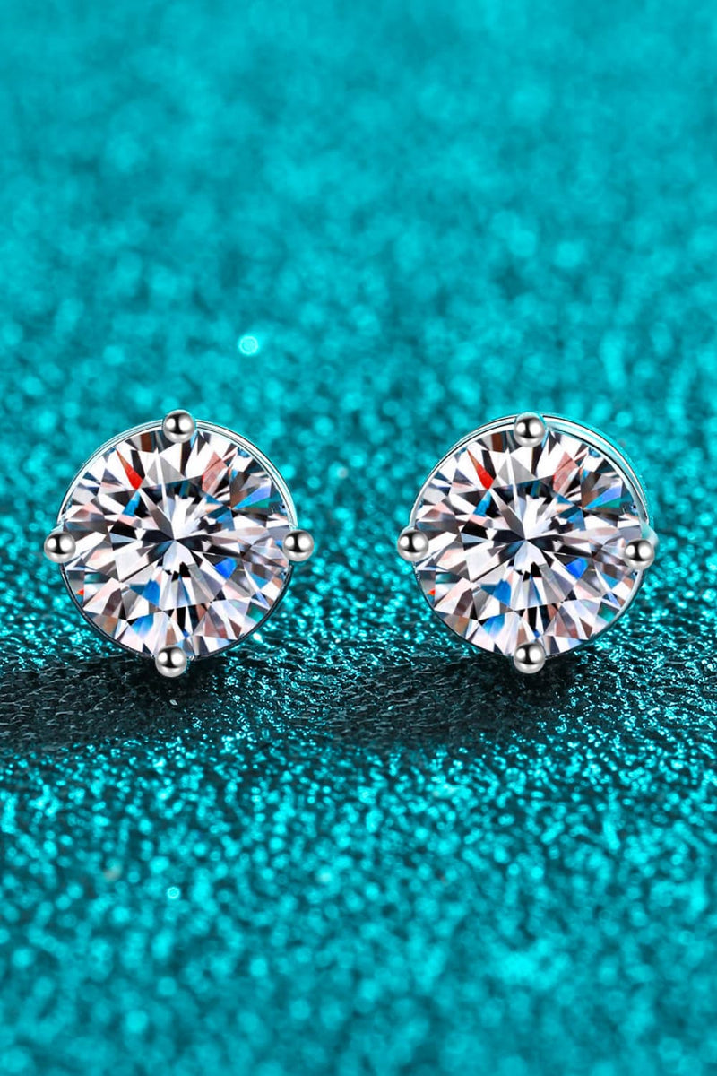 2 Carat Moissanite Rhodium-Plated Stud Earrings(PLEASE ALLOW 7-15 DAYS FOR ORDERING AND PROCESSING)