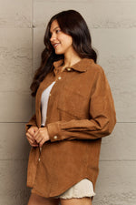 Collared Neck Dropped Shoulder Button-Down Jacket