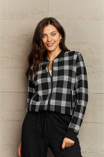 Plaid Round Neck Long Sleeve Jacket