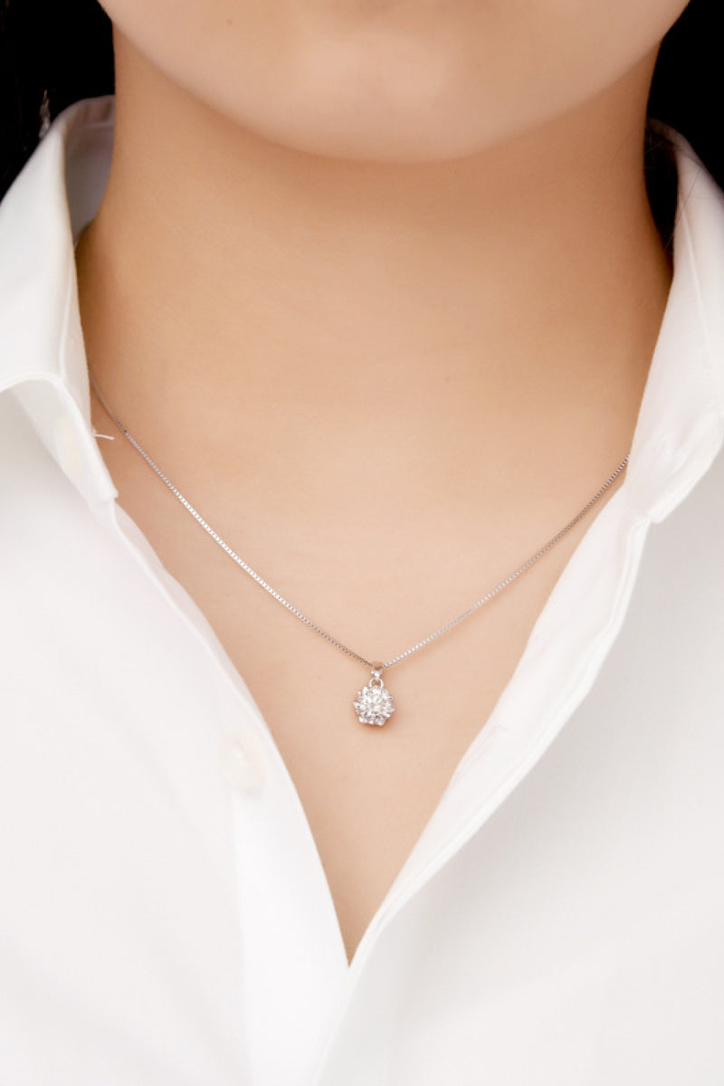 1 Carat Moissanite Pendant Platinum-Plated Necklace(PLEASE ALLOW 5-14 DAYS FOR PROCESSING AND SHIPPING)