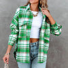 Plaid High-Low Collared Neck Jacket with Pockets